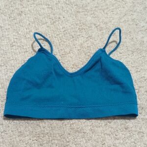 Teal Ribbed Cropped Bralette